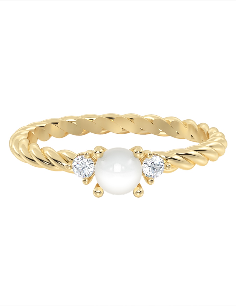 Anillo de compromiso de oro 14 K zirconia
